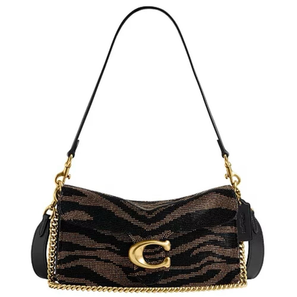 COACH Beaded Tiger Tabby Medium Shoulder Bag 26
